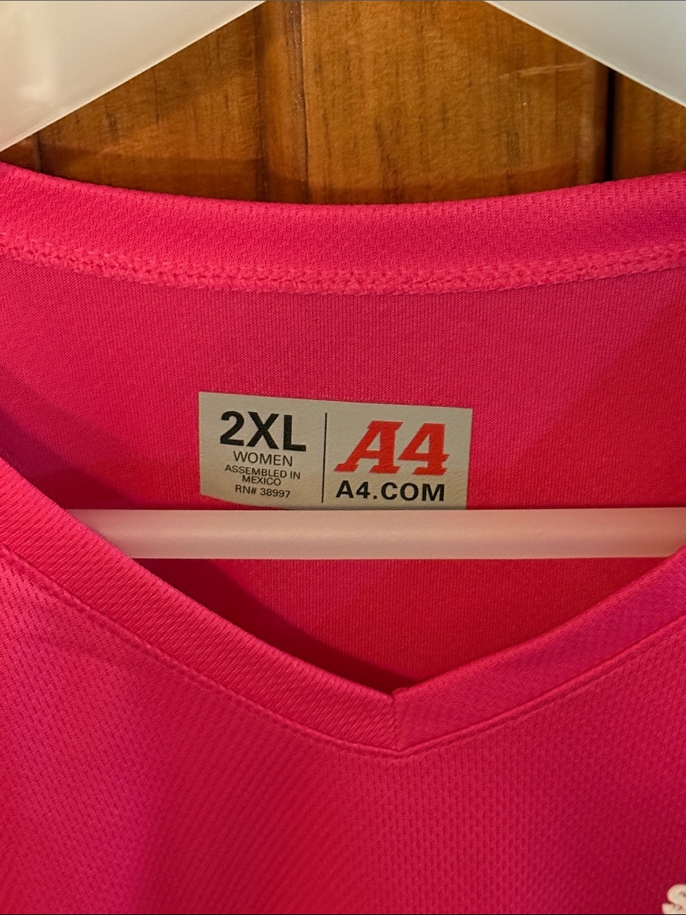 NWT Women's Long Sleeve V-Neck Performance Mesh Tee - Hot Pink - Picture 3 of 7